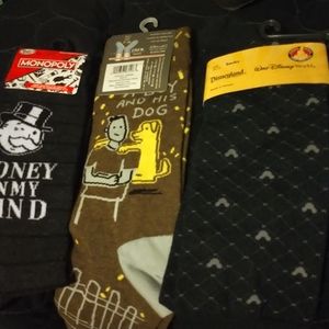Men's sock  variety (Disney , monopoly, and dogs)